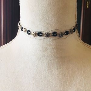 Handcrafted butterfly seed bead wire choker necklace